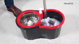 GPCT1883  360° Stainless Steel Spin Mop Wringer Bucket Set w Easy Press Handle amp 2 Mop Heads [upl. by Nagar]