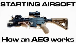 Starting Airsoft  How does an AEG work Automatic Electric Gun Beginners Guide [upl. by Sternick194]