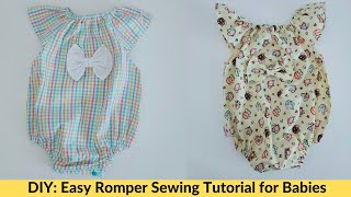 DIY Easy Romper Sewing Tutorial for Babies Beginners Sewing Stylish Romper babyromper [upl. by Barthelemy165]