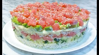 Салат quotСУШИquot Неимоверно Вкусный и Очень Красивый  Ленивые Суши  Sushi Salad [upl. by Nnayt]