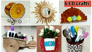 6 Cool CD Crafts That you can make easily 6 CD Craft Ideas to Decorate Your Room How to reuse cds [upl. by Trub]