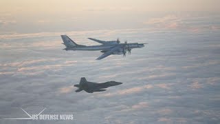 F22 Stealth Jets Intercept Russian Tu95 Bear Bombers Heading for Alaska during Massive Wargame [upl. by Clive689]