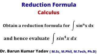 Reduction Formula  Calculus  reduction formula for sinnx  PART 2  barunmaths ReductionFormula [upl. by Gnirol148]