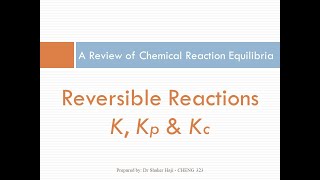 A Review of Chemical Reaction Equilibria Equilibrium Constants Chap 3 [upl. by Asirap]