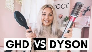 DYSON AIRWRAP VS GHD GLIDE HOT BRUSH  Lucy Jessica Carter [upl. by Ahcsropal]