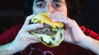 HUGE 4 CHEESE TRIPLE BURGER  ASMR  Real Sounds  자막 字幕 उपशीर्षक  Nomnomsammieboy [upl. by Ivor]