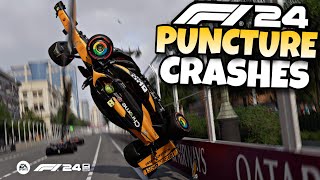 F1 24 PUNCTURE CRASHES [upl. by Ruphina461]