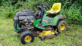 DESTROYED JOHN DEERE MOWER  Will it Run [upl. by Tann39]