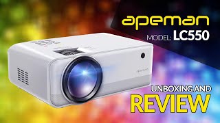 Apeman LC550 720P 4500 LUX LED Projector  Unboxing And Review [upl. by Brandwein]