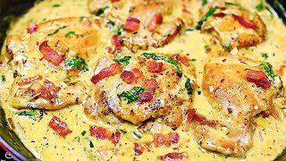 Creamy Garlic Parmesan Chicken Thighs  Easy Chicken Recipe [upl. by Ethyl207]