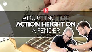 Adjusting The Action Height On A Fender  Guitar Maintenance Lesson [upl. by Ialohcin]