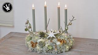 DIY  Adventskranz selber machen I Stacheldrahtpflanze Zapfen Naturdeko Glasanhänger I Anleitung [upl. by Aneladdam]