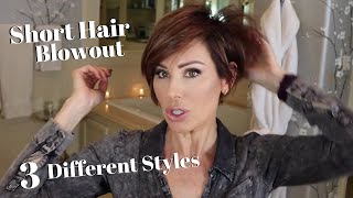 HOW TO STYLE SHORT HAIR Easy Blowout  3 CUTE Styles  Dominique Sachse [upl. by Eselehs]