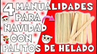 4 ideas navideñas con palitos de helado  GABRIELAMC [upl. by Valida]