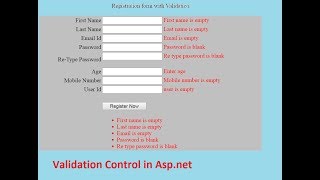 Form validation in aspnetValidation control [upl. by Nomolos]