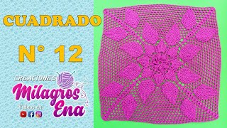 CUADRADO N° 12 TEJIDO A CROCHET HOJAS EN RELIEVES PARA COLCHAS Y COJINES PASO A PASO [upl. by Lyrak]