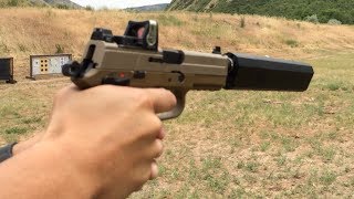 FN FNP 45 Tactical Silencerco Osprey Suppressor Trijicon RMR Wet vs Dry Suppressor Test [upl. by Devol421]