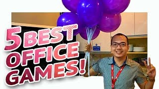 5 FUN PARTY GAMES AT WORK • Part 2 🎲  Minute To Win It Style [upl. by Adelaida]