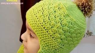 Crocheted baby boy earflap hat  ASombrero de oreja de ganchillo bebéATheCrochetworld [upl. by Anitac733]