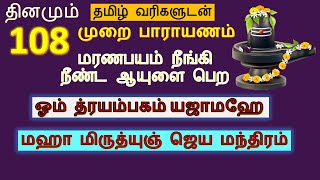 மிருத்யுஞ்சய மந்திரம்  Maha mrityunjaya Mantra 108 times with tamil meaning  நீண்ட ஆயுளை பெற [upl. by Cutter288]