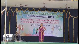 Agricultural college Bapatla classical dance performance by ashritaagriculture sportsmeet [upl. by Gnilrac]