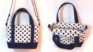 ファスナー ミニ トートバッグの作り方 ／ Zipper Mini Tote Bag Tutorial [upl. by Yeloc]