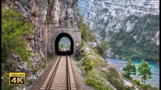 4K CABVIEW Capljina  Sarajevo  99 tunnels and 65 bridges  The Neretva River Canyon [upl. by Reldnahc]