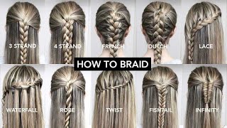 10 Basic Braids For Beginners  Easy DIY Tutorial [upl. by Michigan]