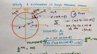 Velocity and Acceleration in Simple Harmonic Motion Class 11 Physics  Chapter 14 Oscillations [upl. by Alimat]