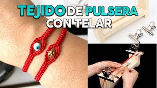 TUTORIAL PULSERA TEJIDO PLANO  COMO USAR TELAR PARA PULSERAS  HILO CHINO  BISUTERIA BASICA  DIY [upl. by Marella]