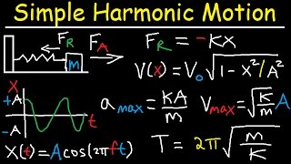 Simple Harmonic Motion Mass Spring System  Amplitude Frequency Velocity  Physics Problems [upl. by Illom188]