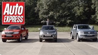 Mitsubishi L200 Triton vs Toyota HiLux vs VW Amarok  drag race [upl. by Ymmac]