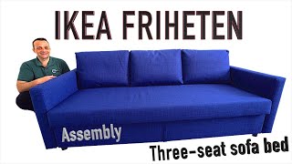 IKEA FRIHETEN Three seat sofa bed Assembly instructions [upl. by Britni882]