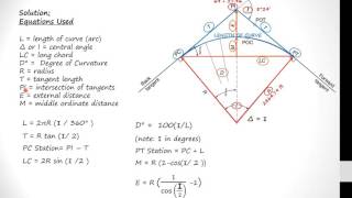 Horizontal Curve Calcs Circular Curve Elements 1 [upl. by Livvie]