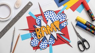 How to make a Pop Art Inspired Comic Book Onomatopoeia  Paper Collage  Zart Art [upl. by Snebur529]