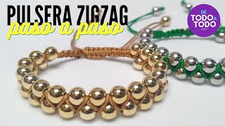 Cómo hacer una pulsera en ZIGZAG con balines o piedras [upl. by Enomed]