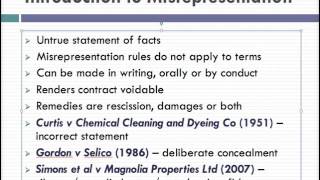 Misrepresentation Lecture 1 of 4 [upl. by Dnarud82]