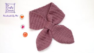 How To Crochet Easy Bow Keyhole Scarf [upl. by Schulze]