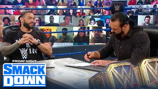 Drew McIntyre returns for Survivor Series contract signing wRoman Reigns  FRIDAY NIGHT SMACKDOWN [upl. by Aimehs]