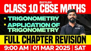 Class 10 CBSE Maths  Trigonometry  Application of Trigonometry  Full Chapter Revision  Xylem 10 [upl. by Ahsed]