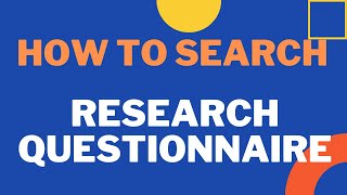 How to Search a Research Questionnaire [upl. by Dimo]