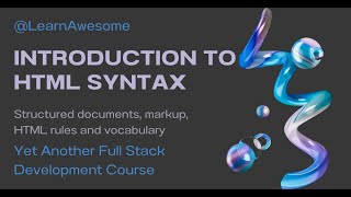 Introduction to HTML Syntax [upl. by Deland]