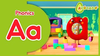 Learning Alphabet A Sound  Phonics For Kids  abc animation  AVOCADO abc [upl. by Rolo]