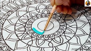 How To Draw Mandala Step By Step Mandala on Canvas Dot Mandala art Jyoshita Ghate [upl. by Reisman]