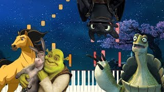 5 Beautiful Themes from DreamWorks Animation  Piano Tutorial Synthesia [upl. by Yentnuoc]