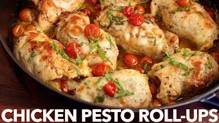 Chicken Pesto RollUps Recipe  Easy Stuffed Chicken [upl. by Nostrebor]