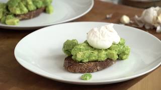 Creamy Avocado Toast with Poached Egg  Project Foodie [upl. by Eisdnil]