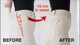 how to TAKE IN the WAIST OF YOUR JEANS  perfect waist fit 👌 [upl. by Parrott]