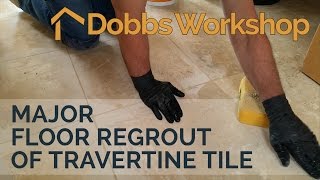 How to Regrout Floor Tile  Travertine Tile [upl. by Roberts]