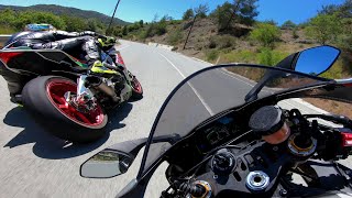 SuperBikes On The Way  Yamaha R1 M Vs Aprilia Rsv4 RF [upl. by Ahsiekal]